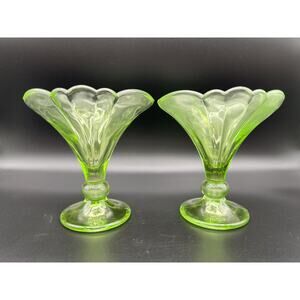 Rastal Green Manganese Glass 5.5” Footed Parfait Dessert Dishes Made In Germany